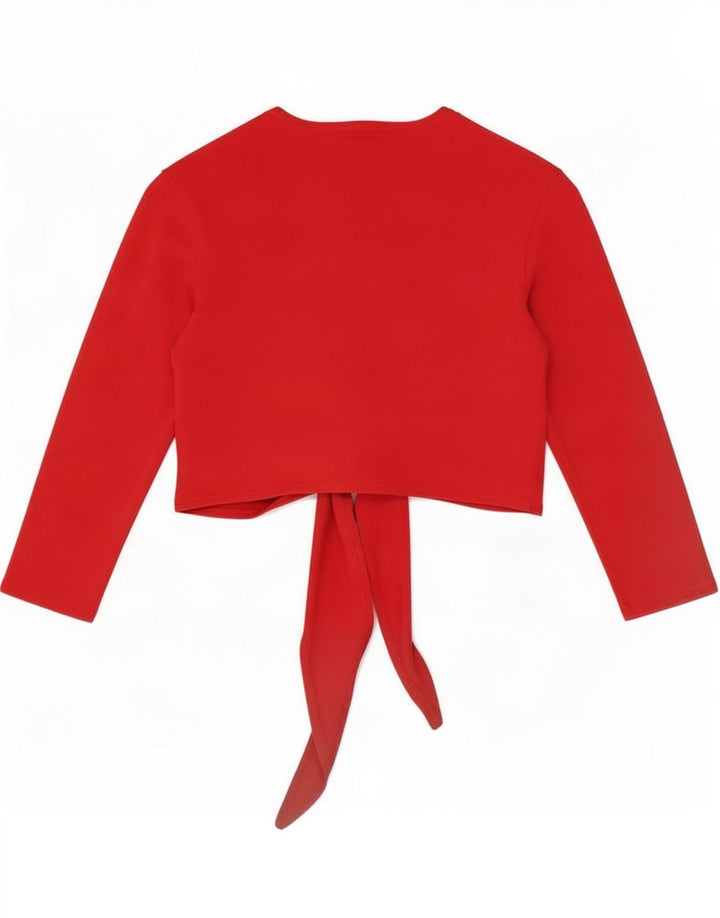 Marks & Spencer Top corto de manga 3/4 con lazo frontal para mujer UK 44 Medium Red