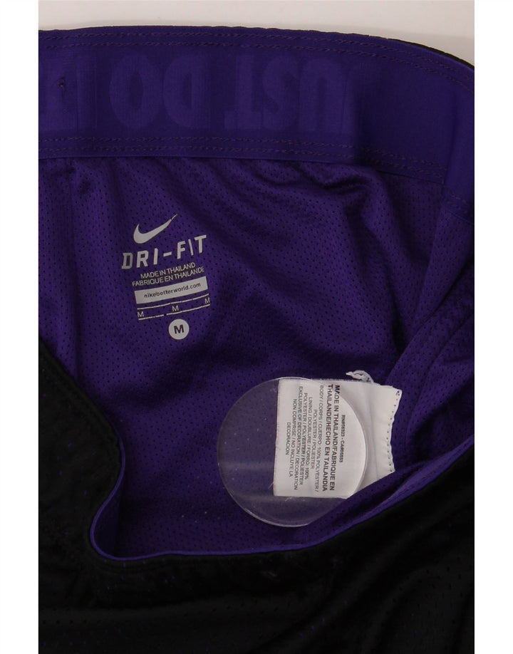 NIKE Pantalones cortos deportivos Dri Fit para mujer UK 12 Mediano Negro Poliéster