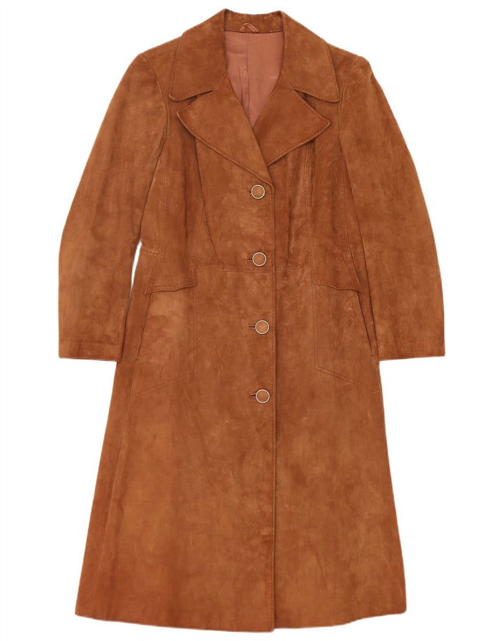 Abrigo de ante vintage para mujer IT 44 Cuero marrón medio
