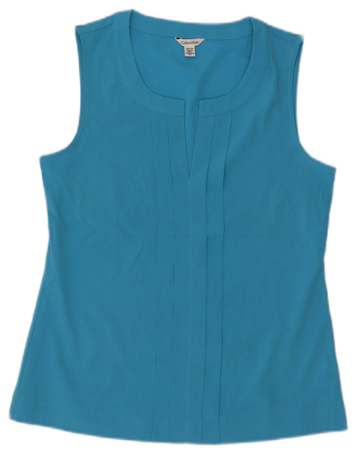 Calvin Klein Blusa sin mangas para mujer UK 6 XS Poliéster azul