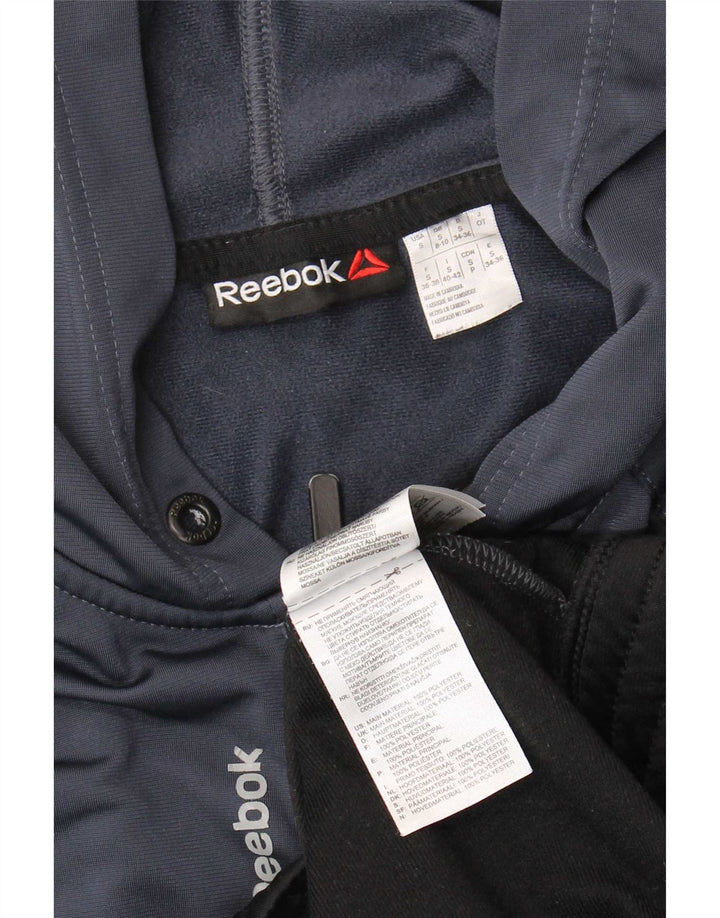 Reebok Sudadera con capucha y cremallera para mujer UK 8/10 Small Gris Colorblock Poliéster