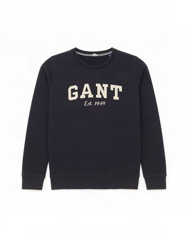Gant Mujer Graphic Sudadera Jumper UK 10 Small Azul Marino Algodón