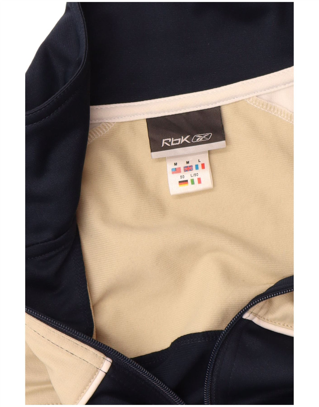 REEBOK Chaqueta superior de chándal para hombre Poliéster con bloques de color azul marino mediano