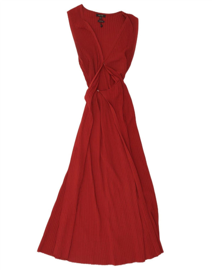 Massimo Dutti Vestido largo sin mangas para mujer UK 42 Viscosa roja mediana