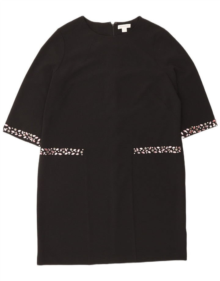 Monsoon Vestido recto de manga 3/4 para mujer UK 46 Grande Poliéster negro