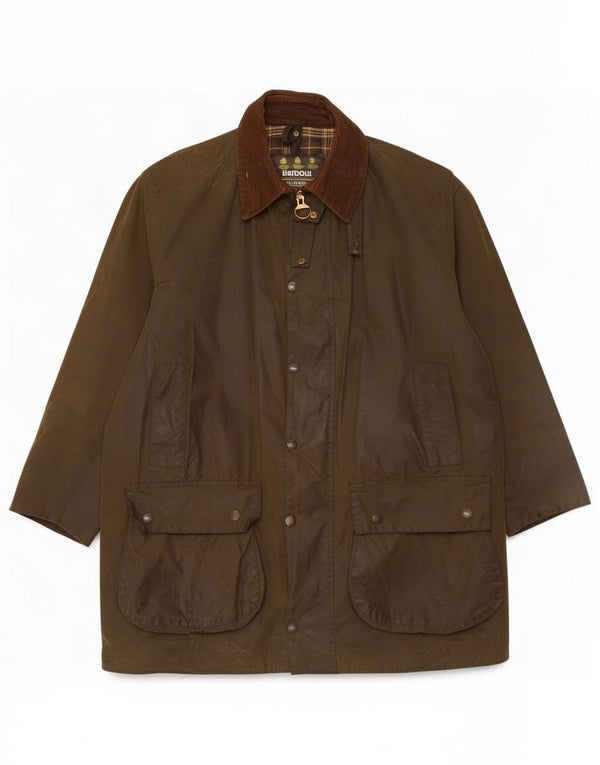 Barbour Chaqueta de algodón encerado holgada con borde para hombre UK 44 Large Khaki