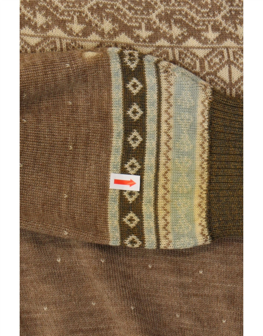 SETBALL Mens Polo Neck Jumper Sweater IT 50 Medium Brown Fair Isle Vintage Setball and Second-Hand Setball from Messina Hembry 