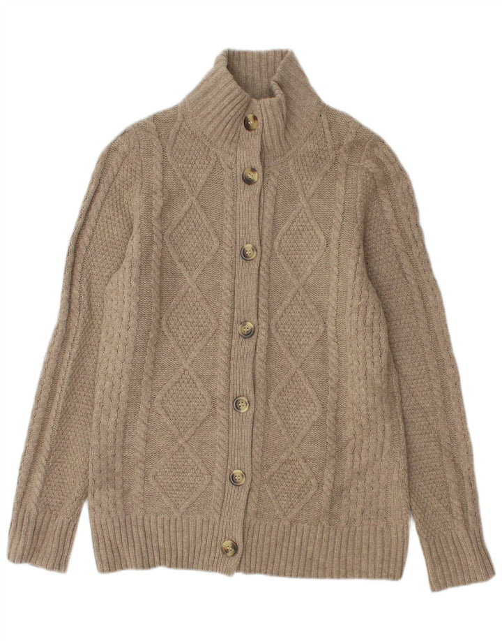 L.L.BEAN Suéter tipo cárdigan para mujer Reino Unido 12 Lana merino beige medio