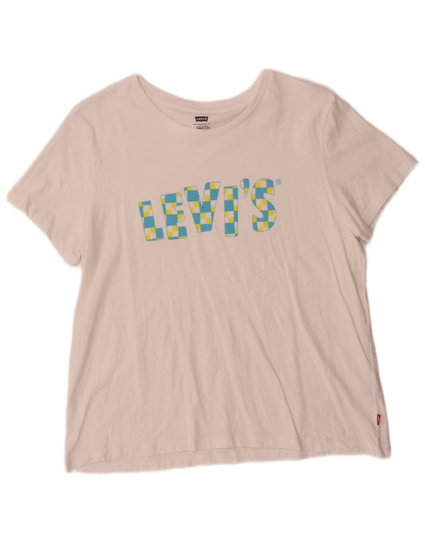 Levi's Camiseta gráfica para mujer Top UK 18 XL Algodón blanco