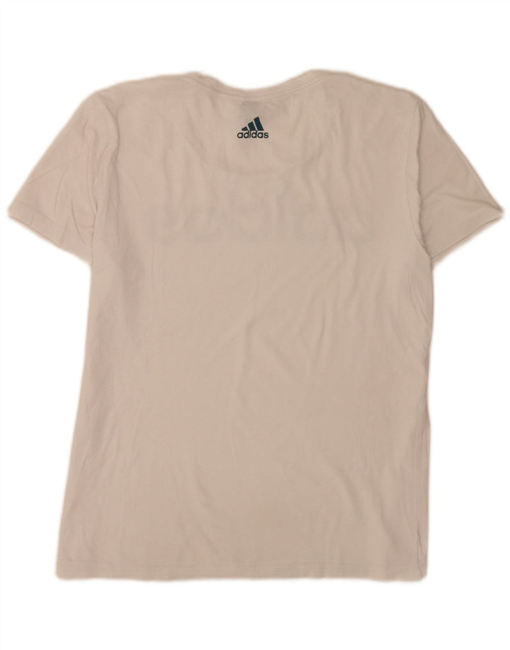 Adidas - Camiseta para mujer con gráfico regular, talla 12, color blanco