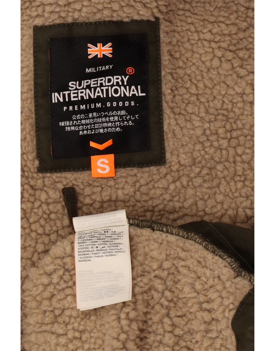 Superdry Chaqueta Sherpa Utility para hombre, talla 36, algodón caqui pequeño