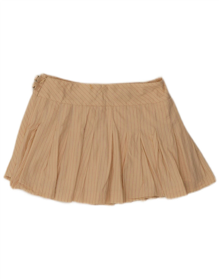 Zara Mujer Mini Falda Cruzada Mediana W28 Algodón A Rayas Beige
