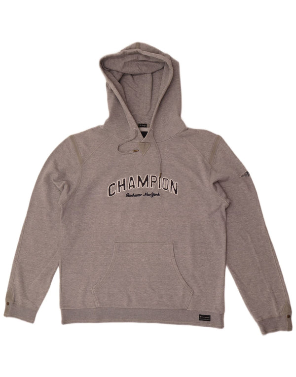 Champion Sudadera con capucha gráfica para hombre XL Algodón moteado gris