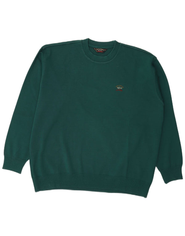 Paul & Shark Jersey de cuello redondo para hombre, talla 3XL, lana verde