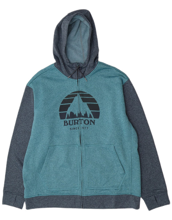 Burton Sudadera con capucha y cremallera gráfica para hombre 2XL Poliéster con bloques de color azul