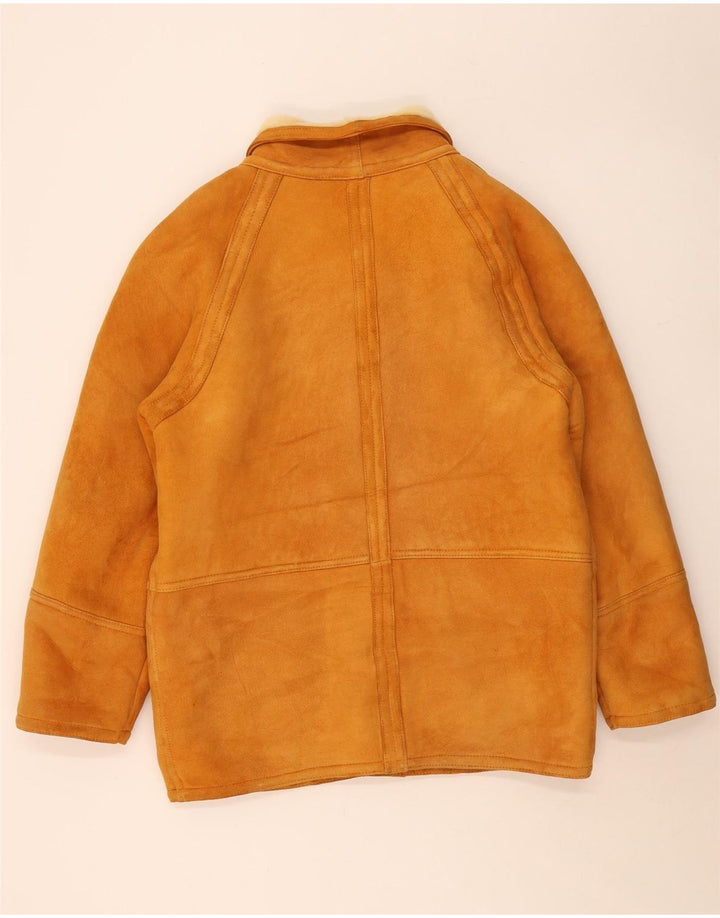 Chaqueta de piel de oveja vintage para hombre IT 56 XL Marrón Shearling