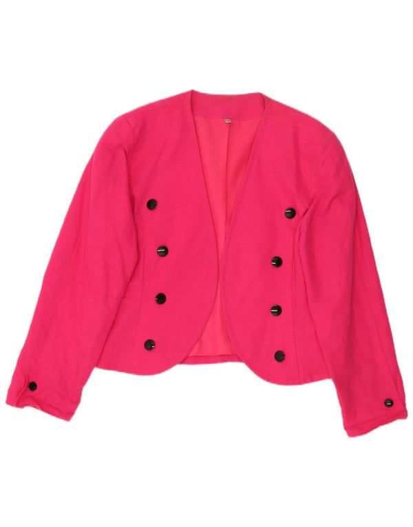 Vintage mujer abierta chaqueta blazer EU 44 lino rosa grande