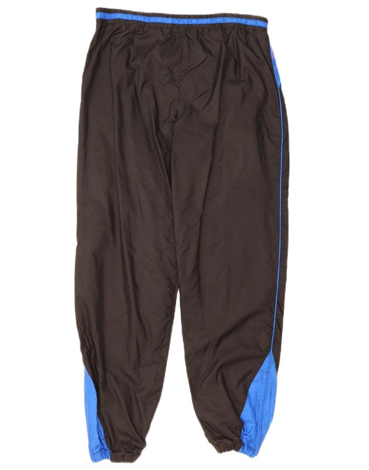 Vintage Hombre Chándal Pantalones Joggers Medio Negro Colorblock Nylon