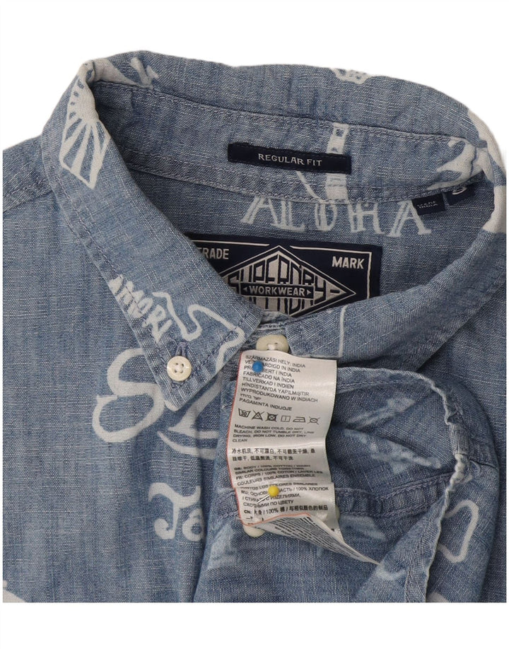 Superdry Camisa De Manga Corta Con Estampado Regular Fit De Algodón Azul Pequeño Para Hombre