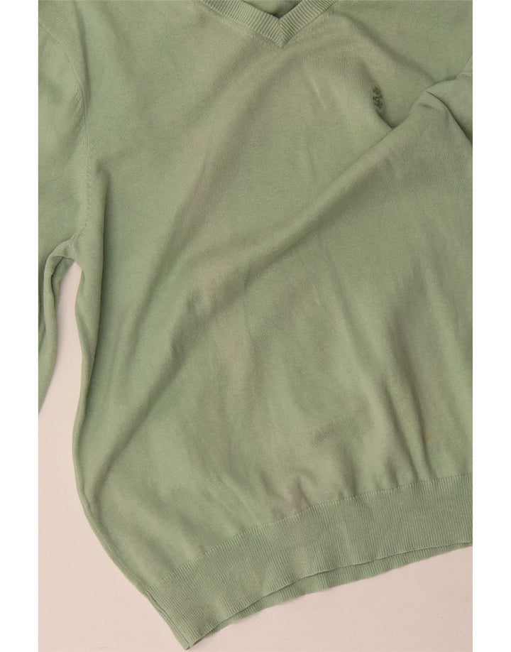 IZOD Jersey con cuello en V para hombre de algodón verde medio