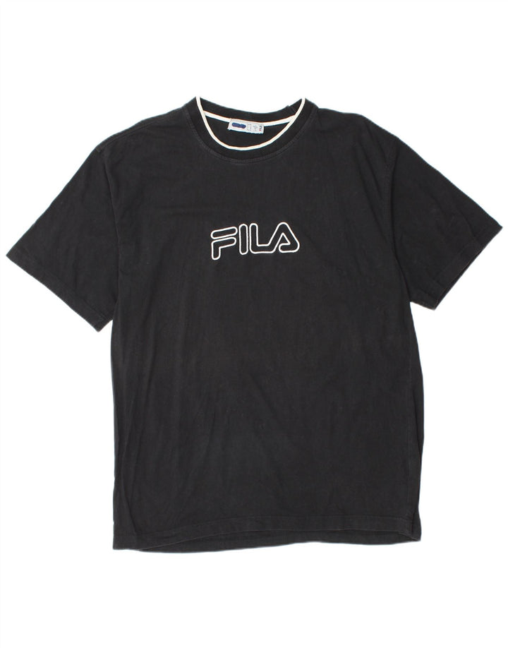FILA - Camiseta gráfica para hombre, talla grande, color negro