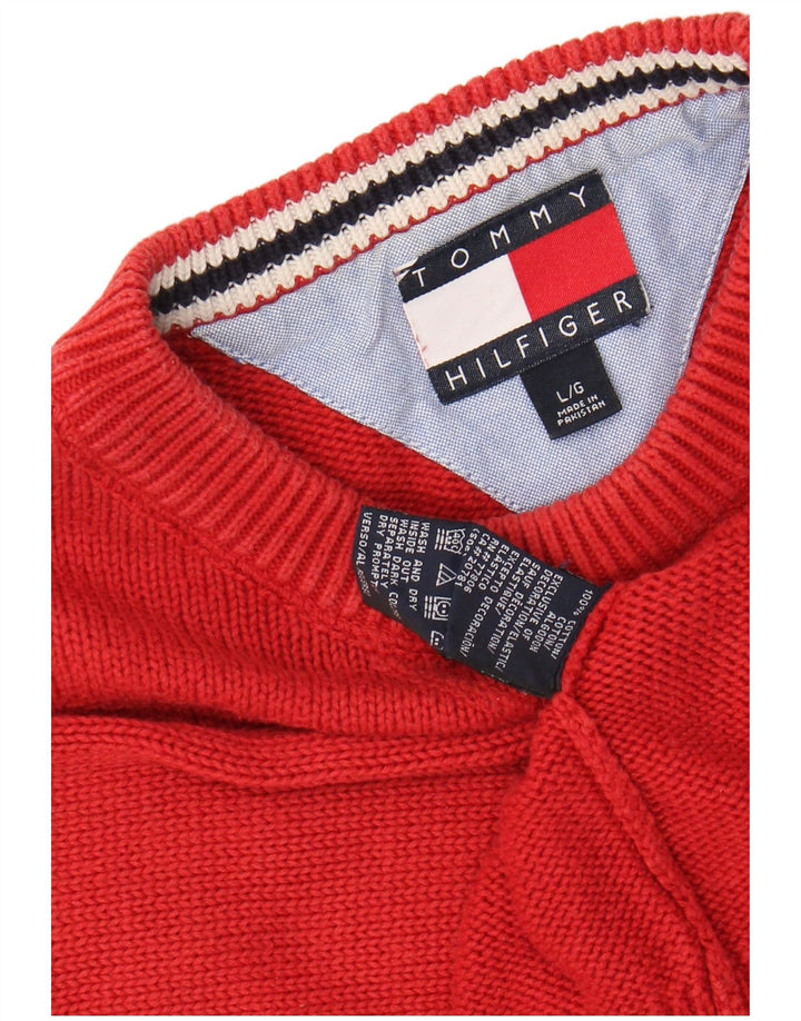 TOMMY HILFIGER Jersey con cuello redondo para hombre, talla grande, algodón rojo