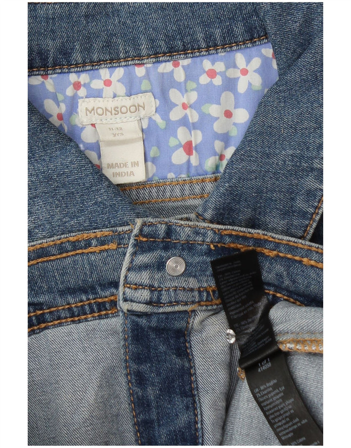 MONSOON Girls Denim Jacket 11-12 Years Blue Cotton