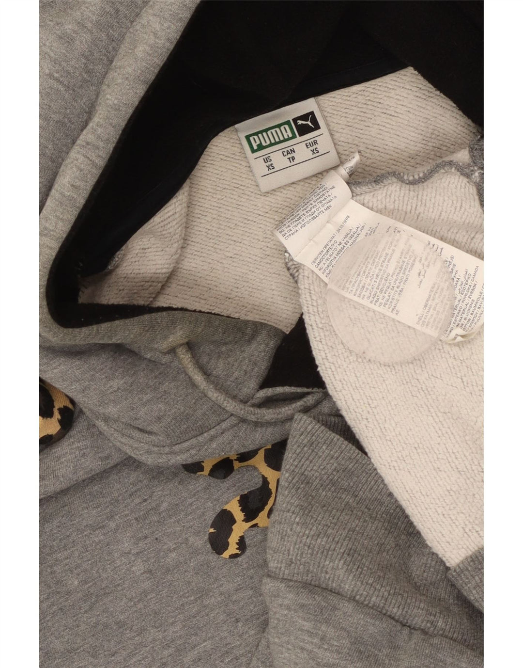 PUMA Jersey con capucha y gráfico extragrande para mujer UK 6 XS Gris estampado animal