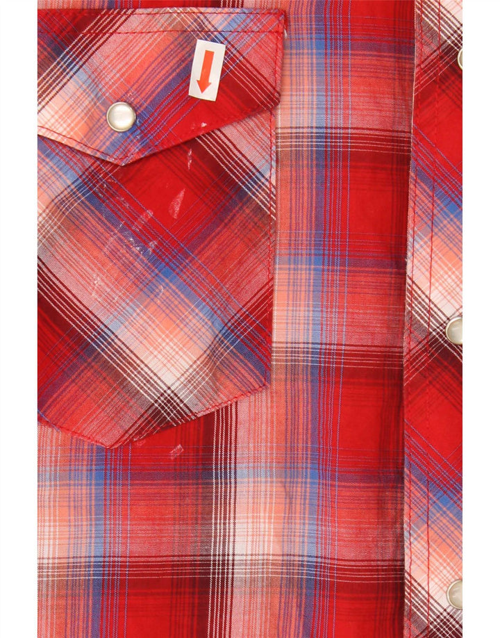 Wrangler Camisa de manga corta para hombre de algodón a cuadros rojos grandes