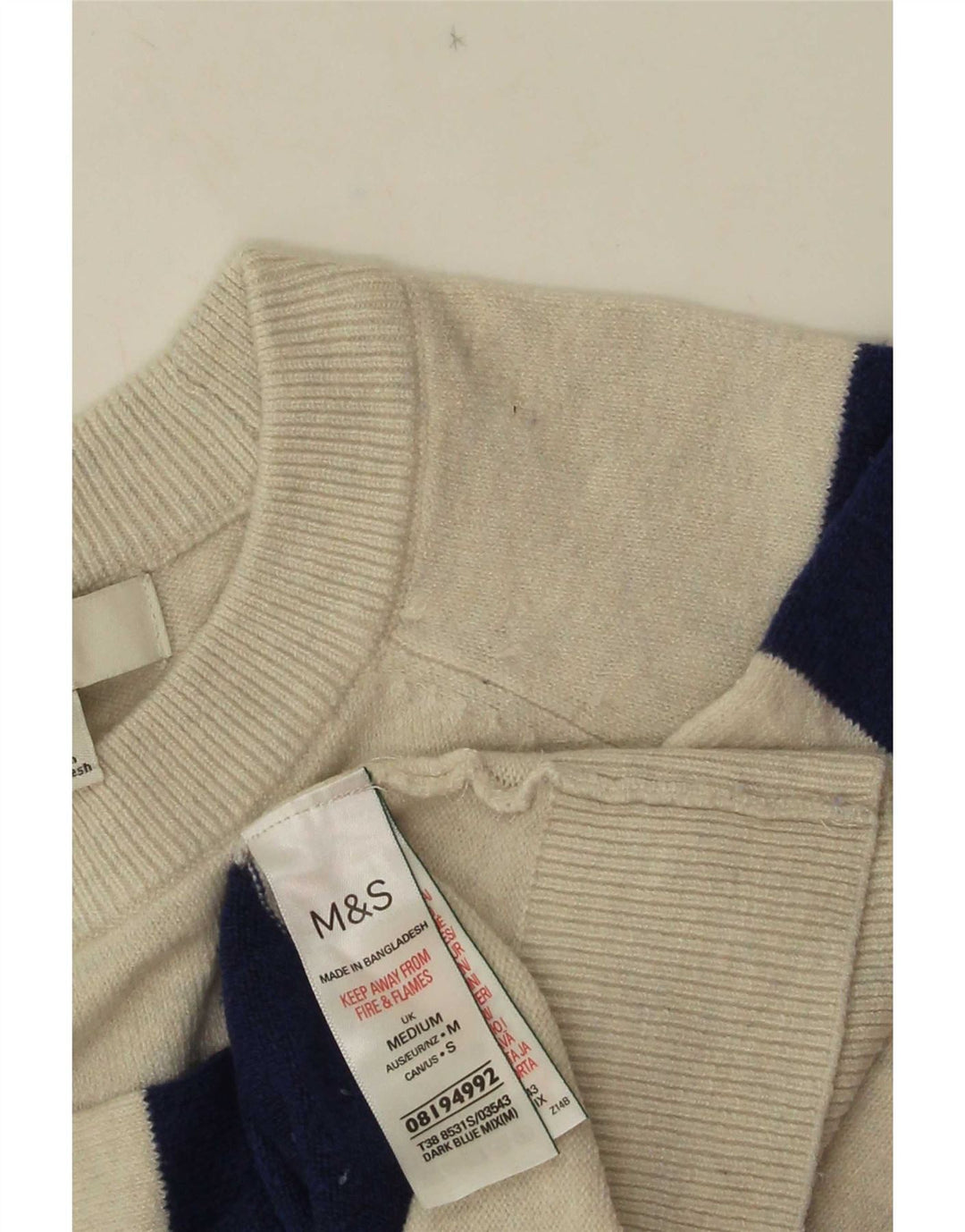 Marks & Spencer - Jersey de cuello redondo para mujer, talla 40, color azul medio a rayas