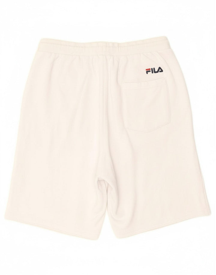 FILA Womens Graphic Sport Shorts UK 14 Large  White