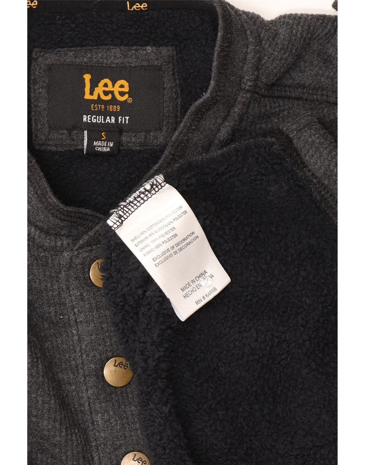 Lee Hombre Regular Fit Botón Cuello Sudadera Jumper Pequeño Algodón Gris