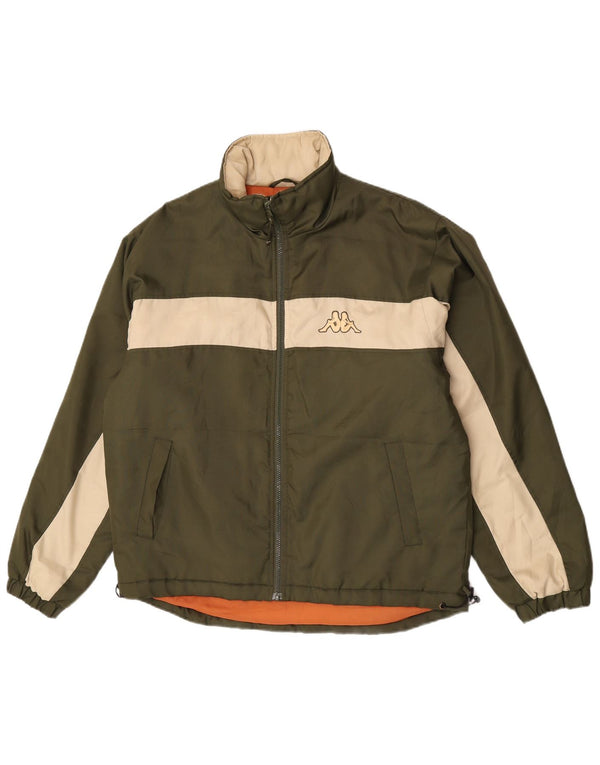 Kappa Chaqueta cortavientos holgada para hombre UK 36 Small Caqui Colorblock
