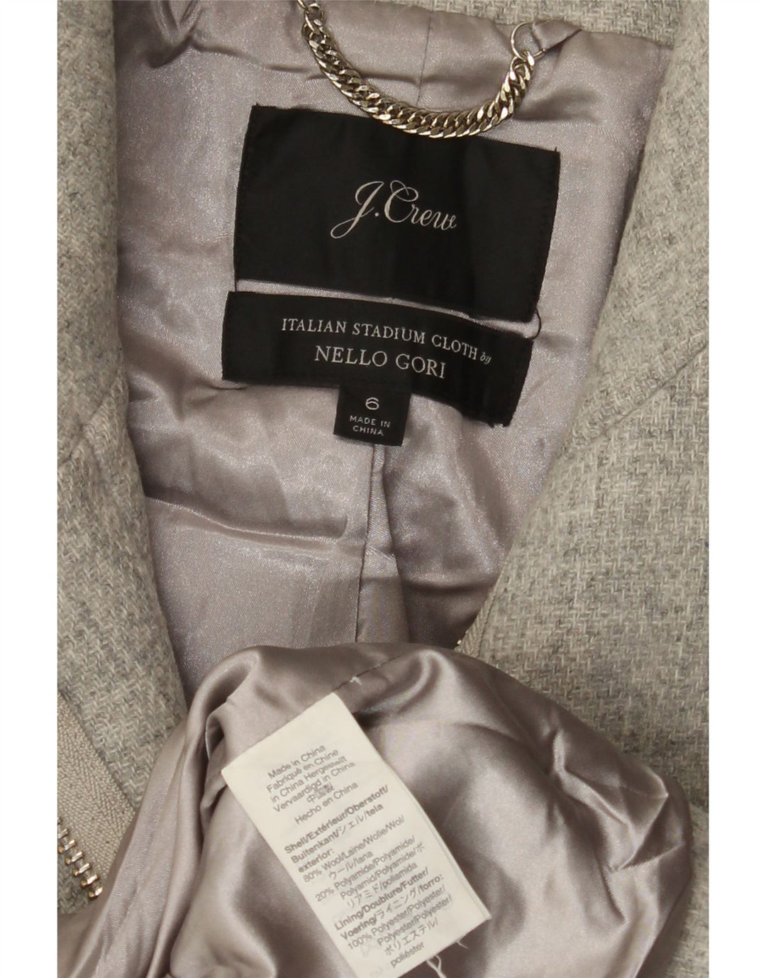 J. CREW Abrigo para mujer US 6 Lana gris medio