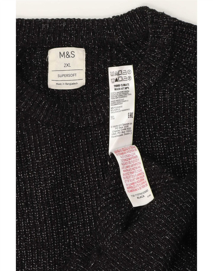 Marks & Spencer - Jersey de cuello redondo para hombre, talla 2XL, poliamida moteada negra