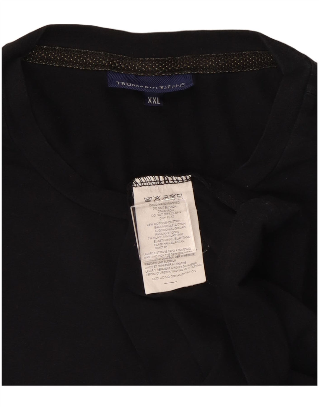 TRUSSARDI JEANS Camiseta Hombre Manga Larga 2XL Algodón Negro