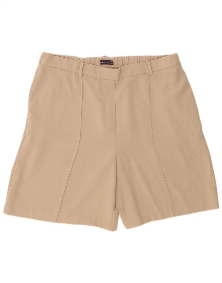 Marks & Spencer Pantalones cortos chinos para mujer UK 20 2XL W42 Poliéster beige