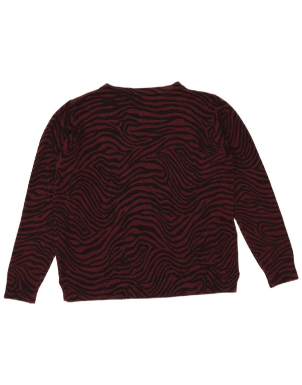 Marks & Spencer Suéter de cuello redondo para mujer UK 46 Large Borgoña