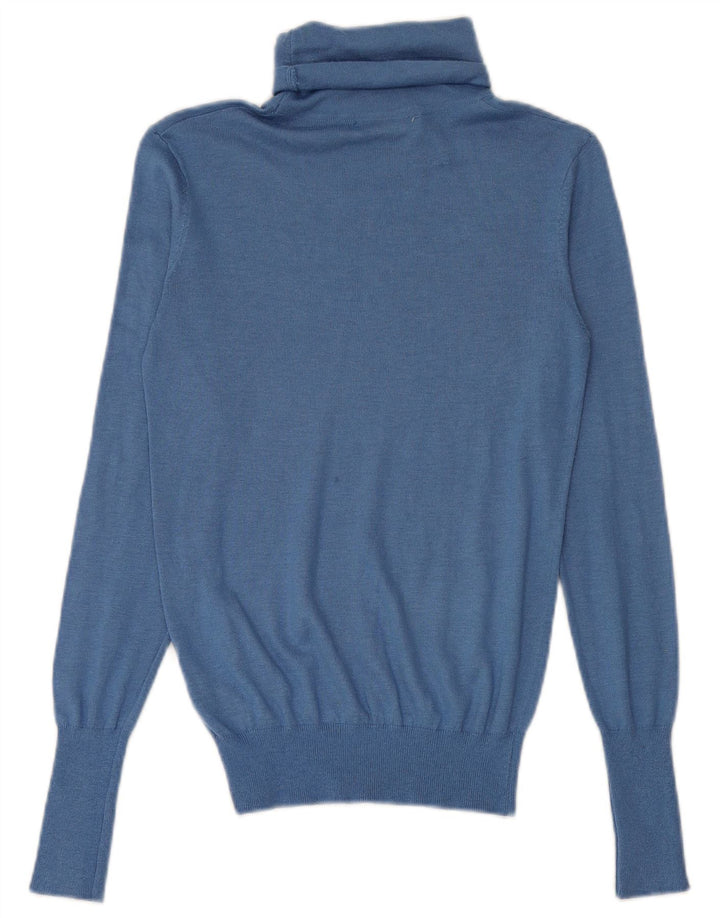 Zara Mujer Roll Neck Jumper Sweater UK 10 Small Azul Modal