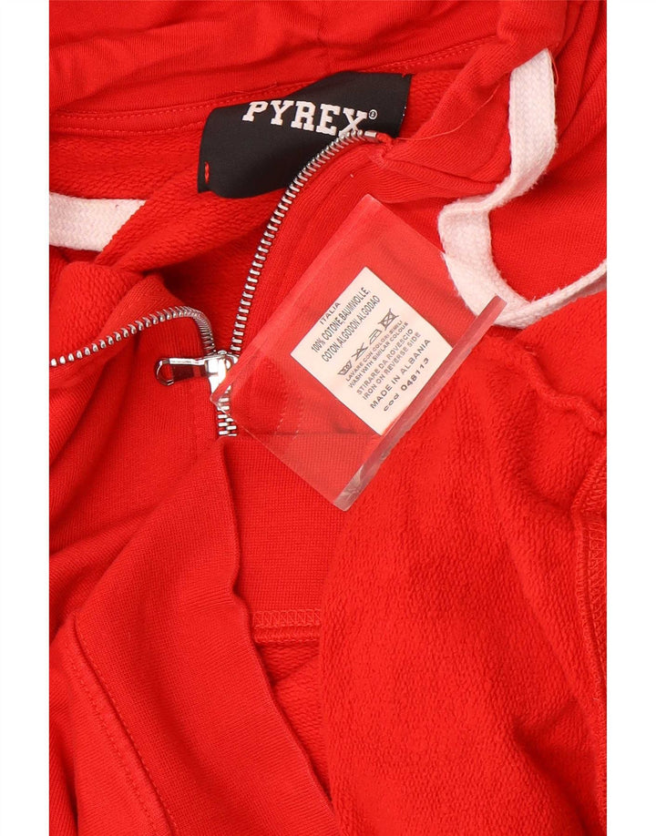 Pyrex Sudadera con capucha y cremallera gráfica para mujer Reino Unido 14 Algodón rojo mediano
