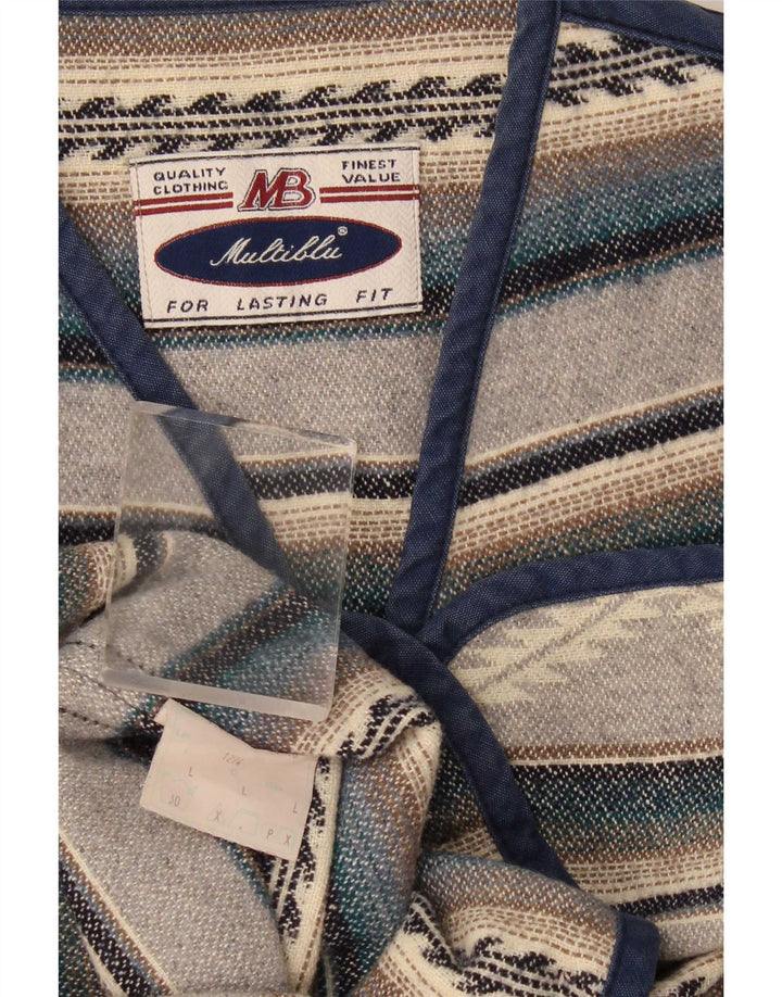 Chaleco De Hombre Multiblu De Lana A Rayas Azul Grande