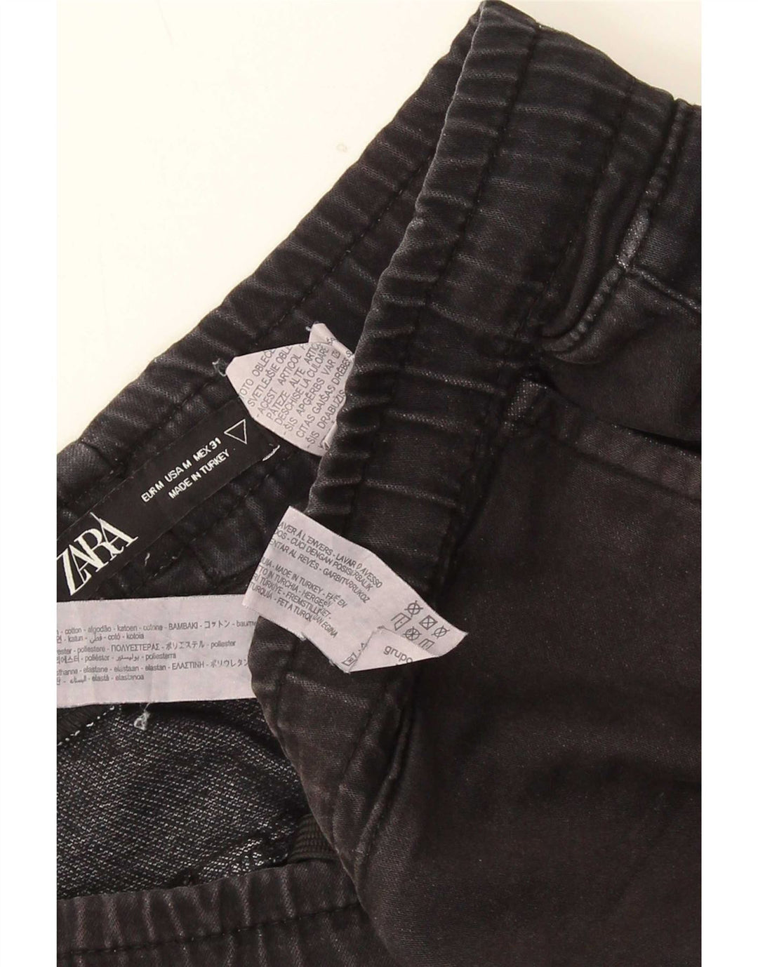 Zara Hombre Shorts Medianos W34 Algodón Negro