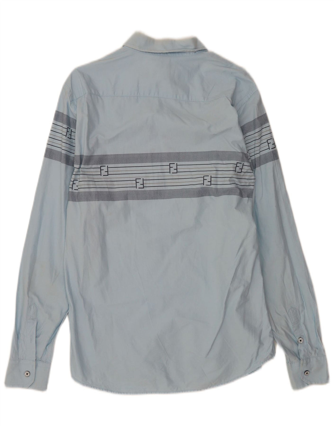 Camisa Faconnable Hombre Grande Algodón Rayas Azul