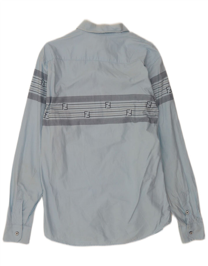 Camisa Faconnable Hombre Grande Algodón Rayas Azul