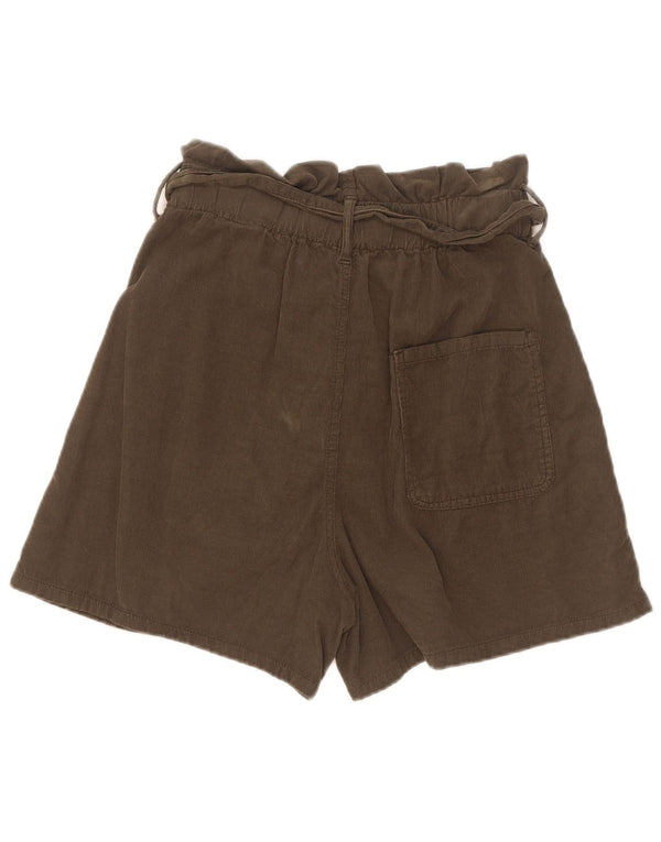Zara Mujer Pantalones Cortos De Pana De Cintura Alta EU 36 XS W26 Algodón Caqui