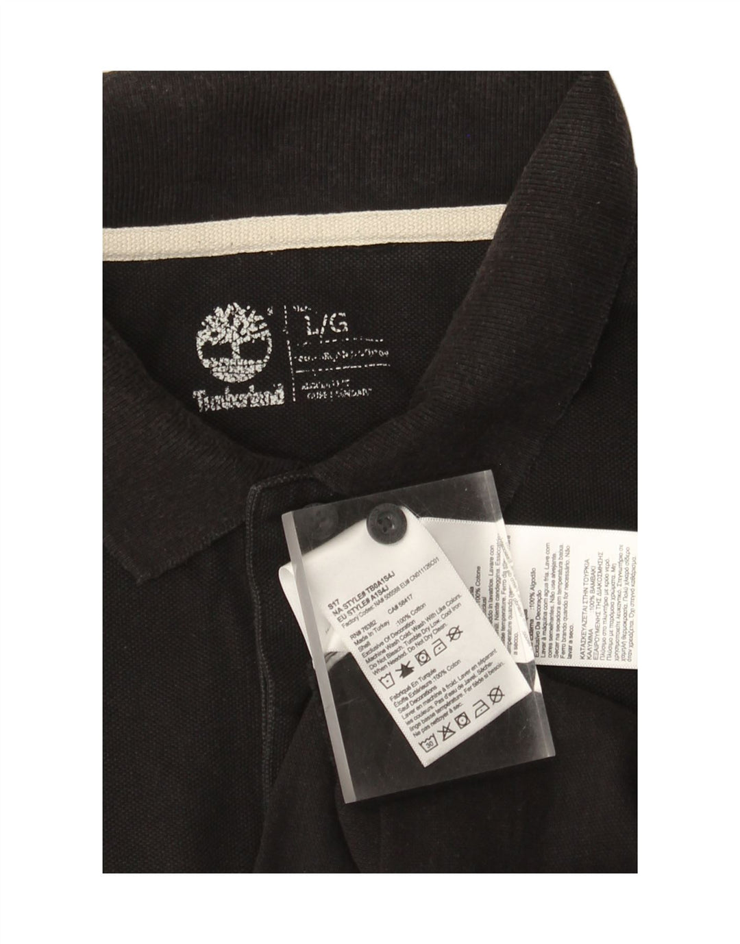 Timberland Polo para hombre grande de algodón negro