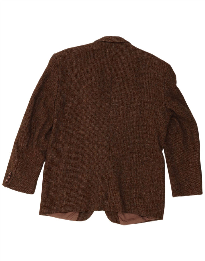 Yves Gerard Chaqueta blazer de 2 botones para hombre IT 52 XL Lana virgen en espiga marrón