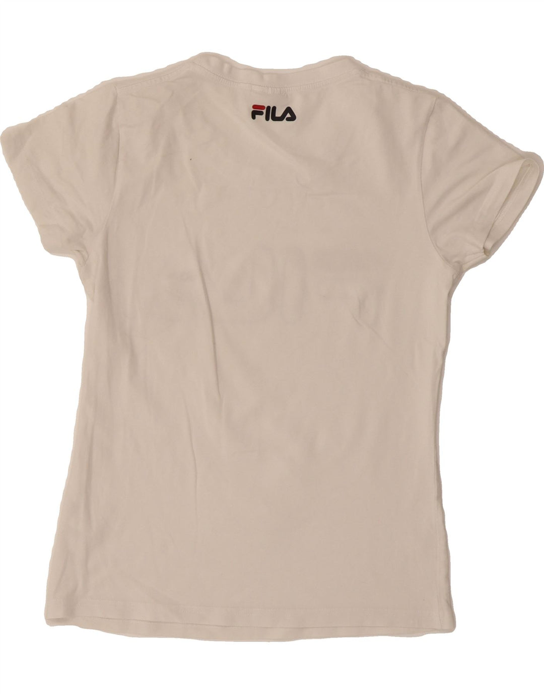FILA Womens Graphic T-Shirt Top UK 12 Medium White Cotton Vintage Fila and Second-Hand Fila from Messina Hembry 