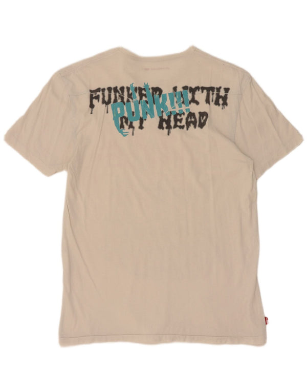 Levi's Camiseta gráfica para mujer Top UK 46 Large Off White Cotton