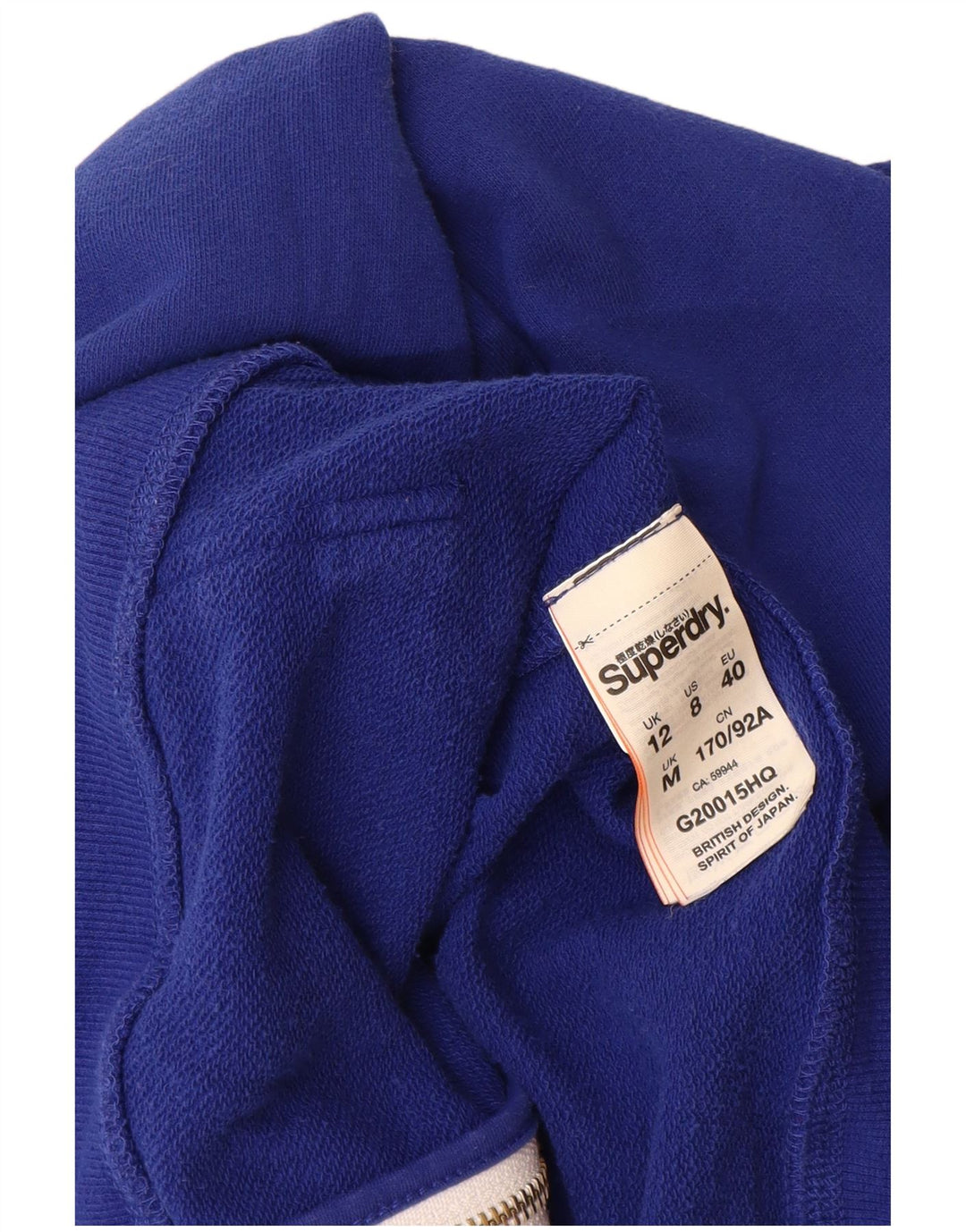 Superdry Sudadera con capucha y cremallera para mujer Reino Unido 12 Algodón azul medio